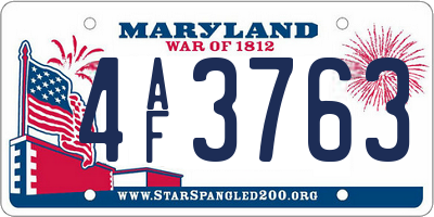 MD license plate 4AF3763