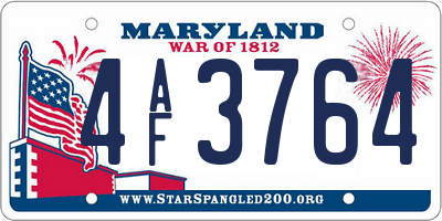 MD license plate 4AF3764