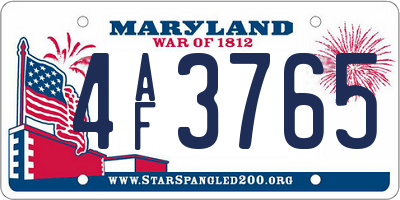 MD license plate 4AF3765