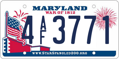 MD license plate 4AF3771