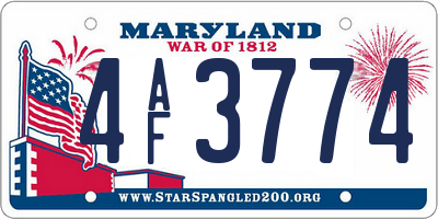 MD license plate 4AF3774