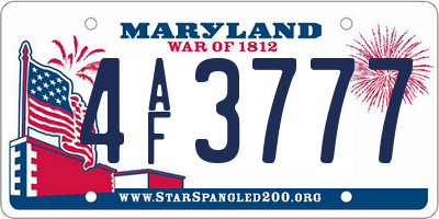 MD license plate 4AF3777