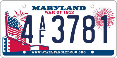 MD license plate 4AF3781