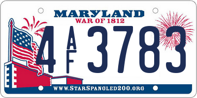 MD license plate 4AF3783