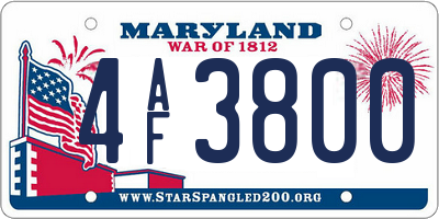 MD license plate 4AF3800