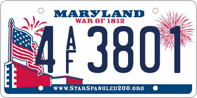 MD license plate 4AF3801