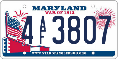 MD license plate 4AF3807