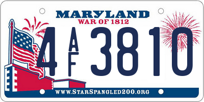 MD license plate 4AF3810