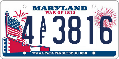 MD license plate 4AF3816