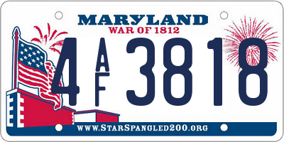 MD license plate 4AF3818