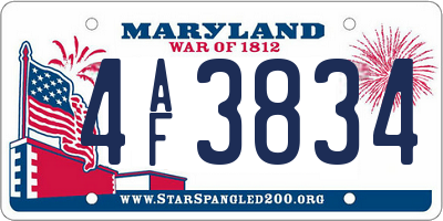 MD license plate 4AF3834