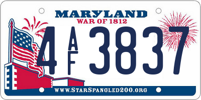 MD license plate 4AF3837