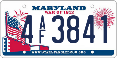 MD license plate 4AF3841