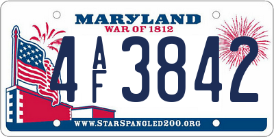 MD license plate 4AF3842