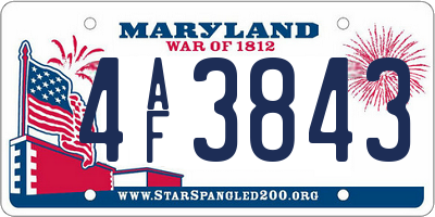 MD license plate 4AF3843