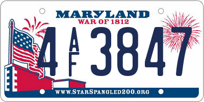 MD license plate 4AF3847