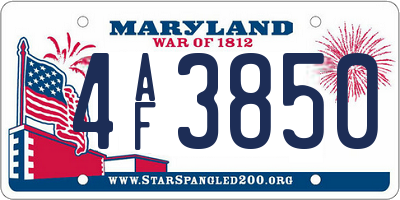 MD license plate 4AF3850