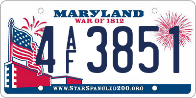 MD license plate 4AF3851