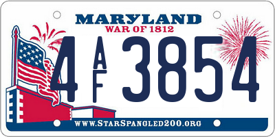MD license plate 4AF3854