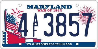 MD license plate 4AF3857