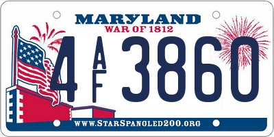 MD license plate 4AF3860