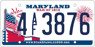 MD license plate 4AF3876