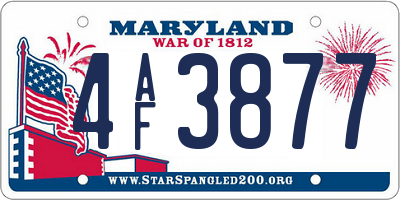 MD license plate 4AF3877