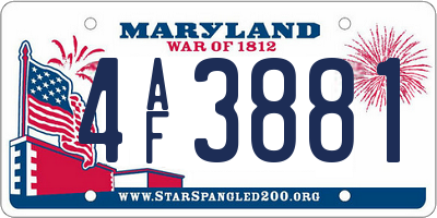MD license plate 4AF3881