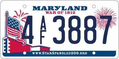 MD license plate 4AF3887