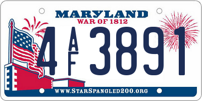 MD license plate 4AF3891