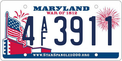 MD license plate 4AF3911