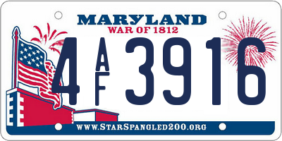 MD license plate 4AF3916