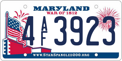 MD license plate 4AF3923