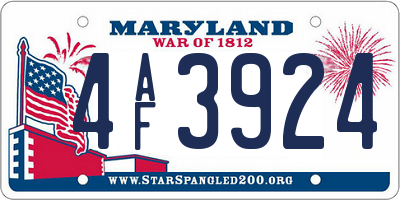 MD license plate 4AF3924