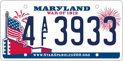 MD license plate 4AF3933