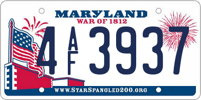 MD license plate 4AF3937