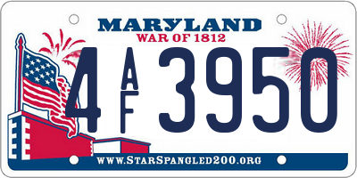 MD license plate 4AF3950