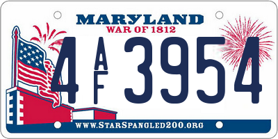 MD license plate 4AF3954