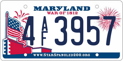 MD license plate 4AF3957