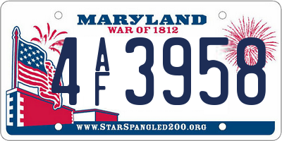 MD license plate 4AF3958