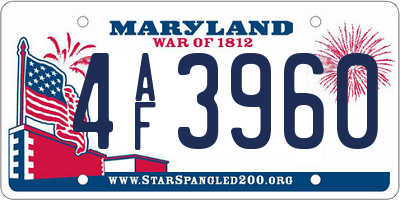 MD license plate 4AF3960