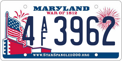 MD license plate 4AF3962
