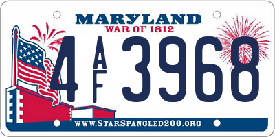 MD license plate 4AF3968
