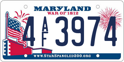 MD license plate 4AF3974