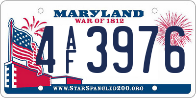 MD license plate 4AF3976