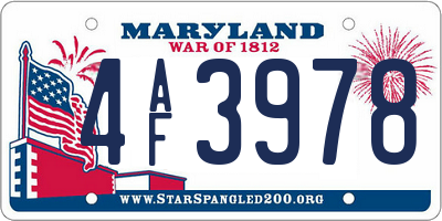 MD license plate 4AF3978