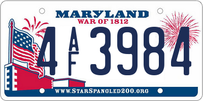 MD license plate 4AF3984