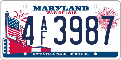 MD license plate 4AF3987