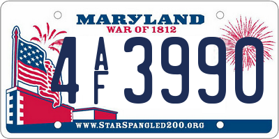 MD license plate 4AF3990
