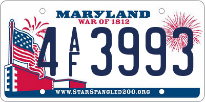 MD license plate 4AF3993